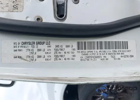 2013 Ram 1500 Sport из США, поврежденный, VIN 1C6RR7MT4DS515952